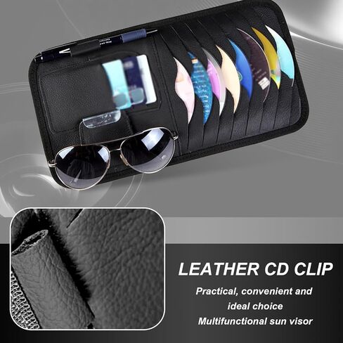 1 Pack Car Sun Visor CD Storage Bag, Multifunctional Pen Sunglasses Storage Holder, Multi-layer Design, Universal Waterproof Anti-scratch Automotive CD Protective Accessories (Black) in Saudi Arabia