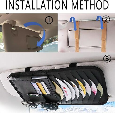 Car Cd Holder, Large Sun Visor Organizer Pocket for Car, Car DVD Vehicle Visor Case with 8 Sleeves, 1 Pen Holder, 3 Card Holder, Universal for Most Car (Black) in Saudi Arabia