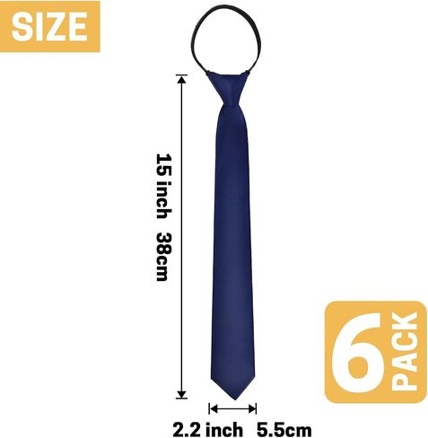 Aurya Boys Ties 6 Pieces Kids Neckties Adjustable Solid Color Zipper Tie for School Uniforms Graduation, 15 IN in Saudi Arabia