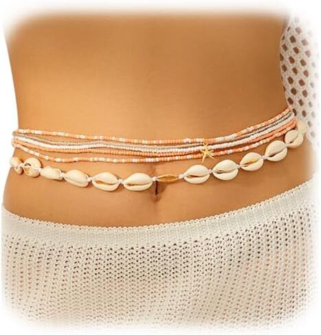 Summer Beach Coloful Beads Waist Chain Jewelry Sets Multi-layered Beaded Belly Chain Sexy Bikini Sexy Shell Waist Body Chain Beads Body Accessories for Wome in Saudi Arabia