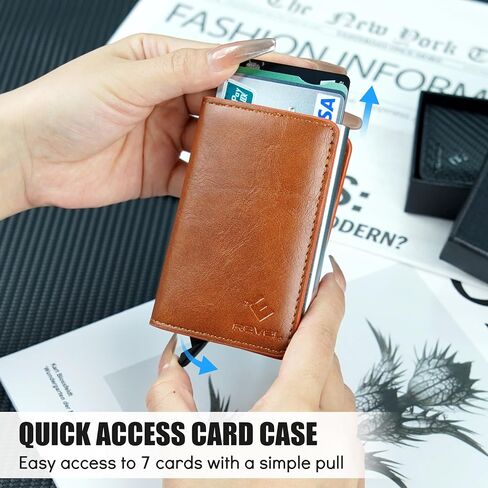 Best Friends EREVEL Mens Wallet Card Holder - Classic Smart Wallet for Men, Pop Up Card Case, Top Grain Leather, RFID Blocking, Slim, Minimalist, Ultra-Thin, Front Pocket, 8 Card Capacity | Cash in Saudi Arabia