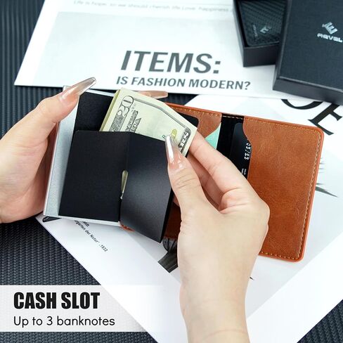 Best Friends EREVEL Mens Wallet Card Holder - Classic Smart Wallet for Men, Pop Up Card Case, Top Grain Leather, RFID Blocking, Slim, Minimalist, Ultra-Thin, Front Pocket, 8 Card Capacity | Cash in Saudi Arabia