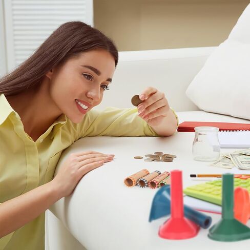 Preformed Coin Wrappers with Coin Sorter Tubes, 4 Coin Sorting Tubes Plastic with 20 PCS Coin Rolls Wrappers Assorted in Saudi Arabia