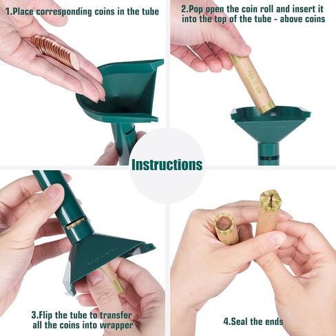 Preformed Coin Wrappers with Coin Sorter Tubes, 4 Coin Sorting Tubes Plastic with 20 PCS Coin Rolls Wrappers Assorted in Saudi Arabia