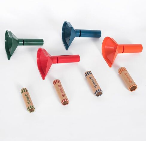 Preformed Coin Wrappers with Coin Sorter Tubes, 4 Coin Sorting Tubes Plastic with 20 PCS Coin Rolls Wrappers Assorted in Saudi Arabia