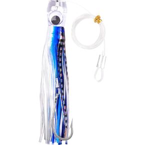 OROOTL Fishing Trolling Lures Saltwater Fishing Lures, 5pcs Offshore Big Game Saltwater Trolling Lures for Mahi Tuna Marlin Dolphin Wahoo Deep Sea Fishing Lures Octopus Squid Skirts Rigged Hooks