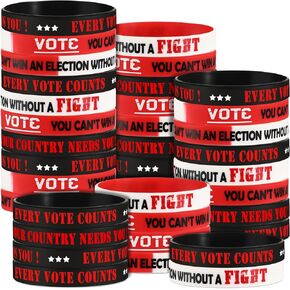 50 Pcs Vote Bracelets Red and White Silicone Bracelets with Every Vote Counts and You Can't Win an Election Without a Fight for Elections Event Gifts Wristbands Election Party Favors