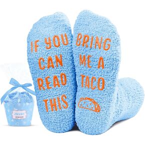 Funny Kid's Socks 7-9 Years - Fuzzy Taco Socks Mexican Socks Boys Girls, Taco Gifts Taco Lover Gifts