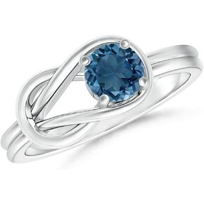 Angara Natural London Blue Topaz Solitaire Ring for Women in Sterling Silver (Grade-AA | Size-5mm) | December Birthstone Jewelry Gift for Women | Birthday | Wedding | Anniversary | Engagement