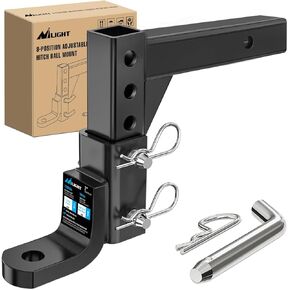 Nilight 8-Position Adjustable Trailer Hitch Ball Mount Fits 2 Inch Receiver with 5/8" Pin Lock 7500 lbs 9-1/2" Drop 8-1/4" Rise 1" Hole Hitch for Trailers Boats Pickups Rv 2 Years Warranty