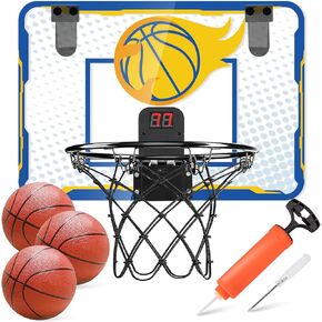 Indoor Mini Basketball Hoop, Basketball Hoop for Room and Office Door, Basketball Hoop for Kids Age 8-12 with 3 Mini Basketballs, Scoreboard and Complete Accessories in Kuwait