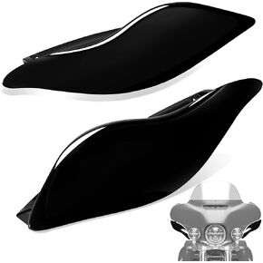 Black Fairing Wind Deflector, Adjustable Upper Side Wing Air Deflectors Compatible for Harley Davidson Street Glide Ultra Limited Tri Glide Electra Glide 2014-2024