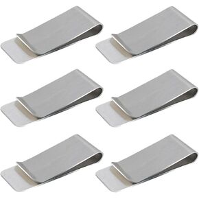 6 Pack Stainless Steel Money Clip Metal Wallet Clip for Men Men's Slim Cash Clip Small Money Clips for Cash and Credit Card Holder Metal Money Clips Minimalist Front Pocket Wallet Clip (Silver)