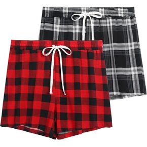 2 Pack Pajama Shorts for Women Cotton Sleep Shorts Casual Lounge Pants Drawstring Pj Bottoms