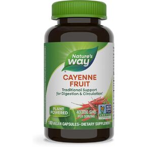 Nature's Way Cayenne Pepper, Traditionally used to aid Digestion and support Circulation*, Non-GMO Project Verified & Gluten Free, 180 Vegetarian Capsules