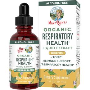 MaryRuth's | USDA Organic Respiratory Health Herbal Supplement Extract | Mullein Leaf, Marshmallow Root, Elderberry | Sinus Relief, Lung Cleanse, Immune Support | Vegan Tonic, Non-GMO | 1 Fl Oz