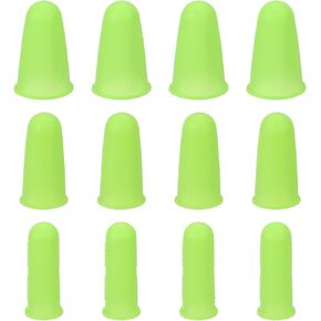 uxcell Silicone Finger Protectors, Anti-Slip Finger Cover, Finger Tips for Sewing, Sorting Paper, Green, 3 Sizes, 12 Pcs