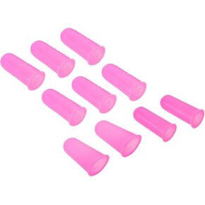 PATIKIL Rubber Finger Tips, 2 Set Silicone Thumb Fingertip Protector Covers Guard Finger Grips Thimble for Office Counting Sorting Sewing, Pink Size Assorted