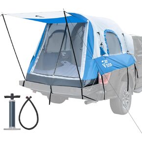 JOYTUTUS Inflatable Truck Bed Tent with Awning, Includes Air Pump for Quick 1 Min Setup, Dual-use Pickup Tent or Camping Tent for 2 Person, 5.5'-6' Truck Tent with Waterproof Roof Shade and 3 Windows