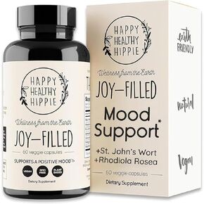 Joy-Filled Mood Support Supplement with St. Johns Wort | Helps Calm The Mind & Body, Stress Relief Energy Supplements | 100% Plant-Based | Ashwagandha, Rhodiola, Eleuthero (120 Count (Pack of 1))