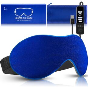 Heated Eye Mask, Washable Dry Eye Mask Heat Eye Compress with Flaxseed, Warm Eye Compress Heating Pad with Temperature Timer Control for Sleep, Blepharitis, Dark Circles, MGD, Puffy Eyes