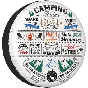Camping Rules Rv Spare Tire Cover, Camper Spare Tire Cover, Spare Tire Cover for RV Trailer, Camper Wheel Protectors Weatherproof Universal for Trailer Rv SUV Truck Travel Trailers (14 inch)