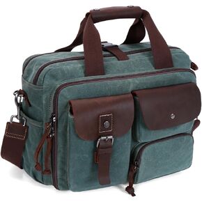 Laptop Bag Briefcase 17.3 Inch Messenger Bag for Men Waxed Canvas Office Carrying Shoulder Bag for Work Business