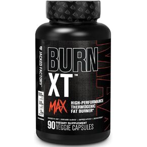 Jacked Factory Burn-XT Max - High-Performance Thermogenic Fat Burner & Appetite Suppressant for Men & Women w/PurCaf Organic Caffeine, MitoBurn, Green Tea, Acetyl L Carnitine & More - 90 Capsules