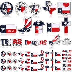 36 Pcs Texas Pins Texas Enamel Lapel Pins Bulk Texas Themed Gifts and USA Souvenir Gifts Texas Lone Star on Texas State Map, Boot and Seals for Patriotic Traveler Gifts