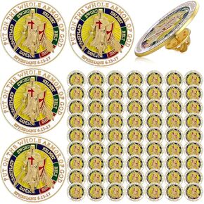 Put on the Whole Armour of God Lapel Pins Christian Religious Cross Pins Armor Costume Enamel Pins Bulk Men Women (60 Pcs)