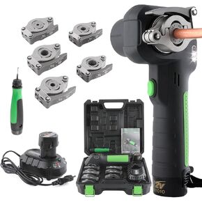 Electric Flaring Tool Kit 1/4" - 3/4" HVAC Power Flaring Tool, 5 Sizes Clamps 45 Degree Eccentric Copper Tube Flare Gauge Set, with 2200 mAh Powered for Copper Aluminum Pipe