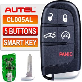 Autel MaxiIM IKEY Programmable Smart Key, 2024 IKEYCL005AL Key Fob Replacement for Chrysler Dodge, 5 Buttons IMMO Learning, 130FT/ 40M Remote, Work with Autel KM100 IM508S