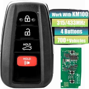 Autel IKEY for Toyota Style IKEYTY8A4TP Programmable Smart Key 8A Chip Work with KM100/IM508S/IM608PRO Ultra-Long Range 315M/433M 4 Buttons