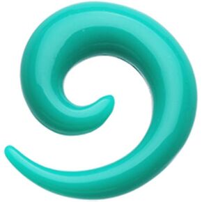 Teal Solid Acrylic Ear Gauge Spiral Hanging Tapers - Sold as a Pair
