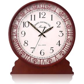 Real Wood Mantel Clock for Living Room Bedroom、Easy to Read and Totally Silent 10-12" Height、Desk Clock for Living Room Above Fireplace Table Clock、Exquisite Craftsmanship