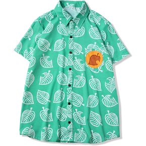 YuDanae Unisex Shirt Cosplay Costume Short Sleeve Button up Tops for Adults Kids Mens Women Girls Boys