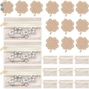 24 Pcs Travel Jewelry Bags Clover Shaped Anti Tangle Necklaces Organizer Container Jewelry Storage Clear Velvet Zipper Pocket Storage Bag for Women Girls
