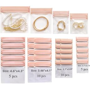 25 PCS EVA Plastic Packing Bags, Transparent Sealable Pouches Ziplock Storage Bags, Anti Tarnish Resealable Poly Bags for Holding Jewelries, Bracelets, Brooch Pins, Necklace (4.6"x4.3")