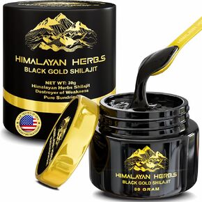 HIMALAYAN HERBS Shilajit Resin, Best Shilajit Pure Himalayan Organic 30g - Sundried Gold Grade 100% Pure, Rich in 85+ Trace Minerals Fulvic Acid & Humic Acid, Immune System & Vitality Booster