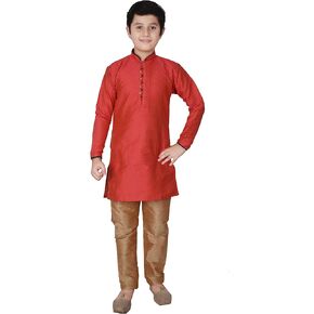 Boy's Silk Indian Clothing Traditional Wear Kurta Set's For Kids Boys | Pack Of 1 (S-135)