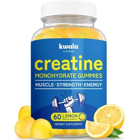 Kwala Nutrition Creatine Monohydrate Gummy for Energy, Strength & Focus - 1g Creatine Per Gummy - Lemon Flavored Gummies - Creatine for Women & Men - Non GMO, Vegan Creatine Chews Supplement