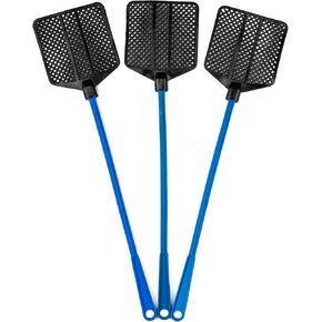Rubber Fly Swatter, Long Fly Swatter Pack, Fly Swatter Heavy Duty, All Black Colors (3 Pack)