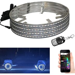15.5" RGBW Wheel Rim Light Auto Ring Lights,288 LEDs Multi-Color and Super Bright Pure White Tair Wheel Light Kits with IR&APP Control for Car ATV SUV Truck