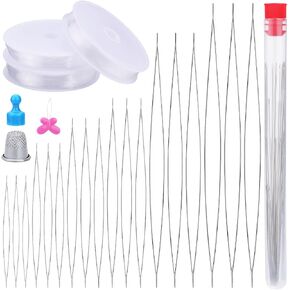 6PCS Beading Needles，2 Big Eye Beading Needles，Beading Thread Needles,2 Types of Large Eye Curved Beading Needles,Stainless Bead Needle for Bead Spinner Loader for Jewelry Making