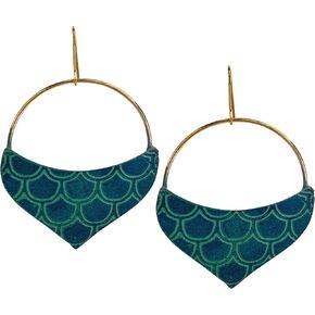 SPUNKYsoul Teal Mermaid Hoop Scale Earrings