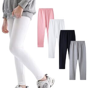 Baby Girls Basic Leggings Toddler and Big Girls Leggings Spandex Stretch Pants Kids Athletic Leggings Pack of 4