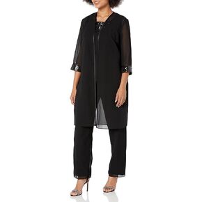 طقم بنطال Missy Embellished Duster مكون من 3 قطع من Le Bos للسيدات