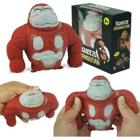 YANZHE Novelty Red Monkey Toy, Squeeze Gorilla Toy, Stretchy and Squishy Monkey Toy ,Animal Figure Toys for Kids and Adults, Sensory Stress Relief Toy for Children and Adults.（Material Upgrade）