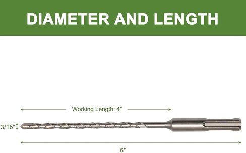 1/4" X 18" Masonry Drill Bit SDS Plus Hammer 1/4 inch Concrete Drill Bit for Block, Brick, Stone, 2 Pack in Saudi Arabia
