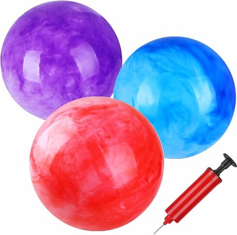 GCQJOQ 3 Pcs Marbleized Bouncy Balls for Kids Large-Sized Ball Inflatable Rubber Playground Sensory Balls for Beach Pets Indoor Outdoor Kickball Water Balls in Saudi Arabia